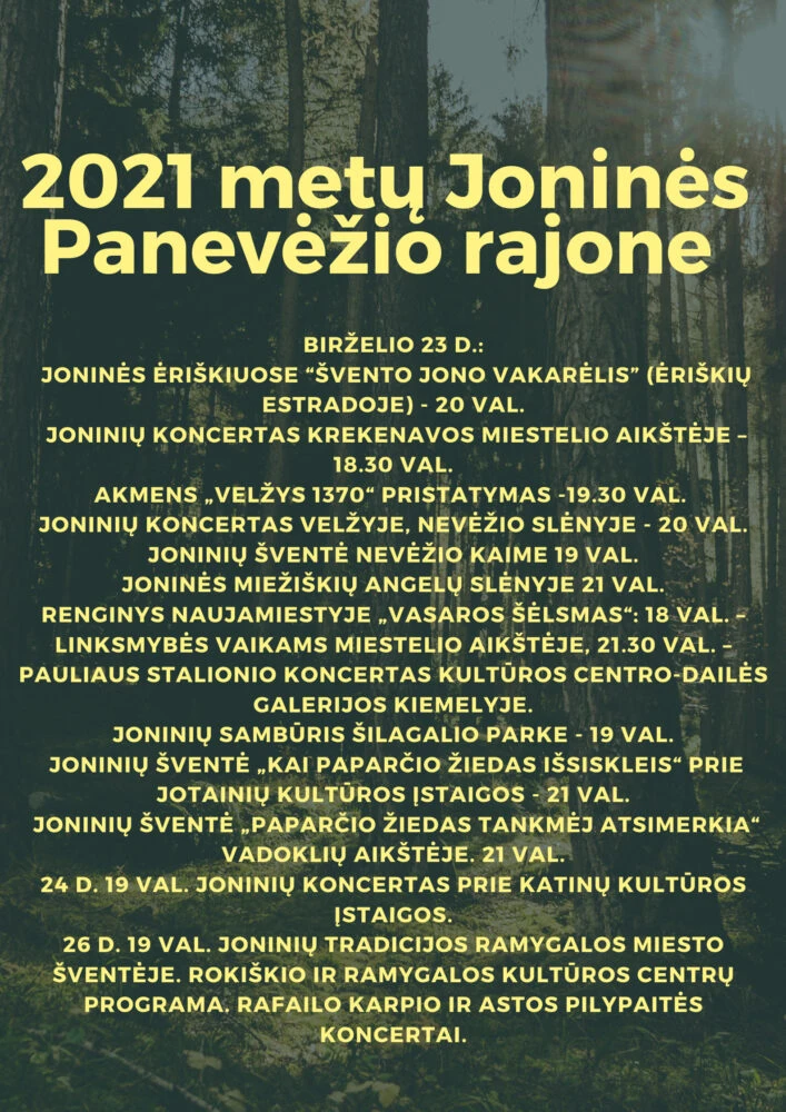 2021 metu Jonines Panevezio rajone 1 Panevėžio rajono kultūros įstaigos kviečia švęsti Jonines