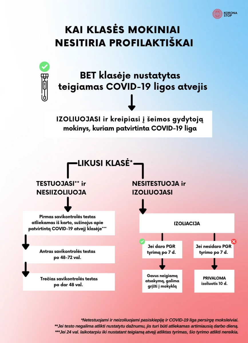 Vos gavus teigiamą savikontrolės testo atsakymą, likusiai klasei taip pat rekomenduojama iš karto atlikti savikontrolės testus