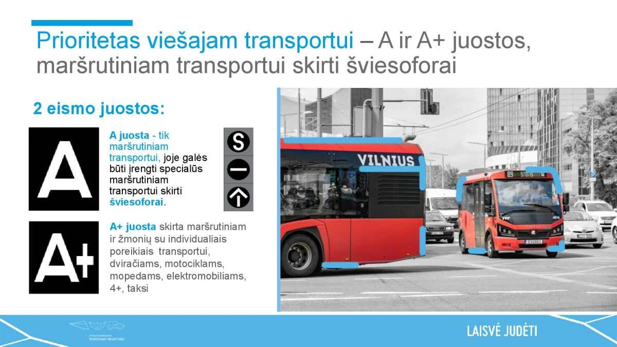 Susisiekimo ministerija siūlo miestuose įrengti dviračių gatves, efektyviau organizuoti specialaus ir viešojo transporto eismą