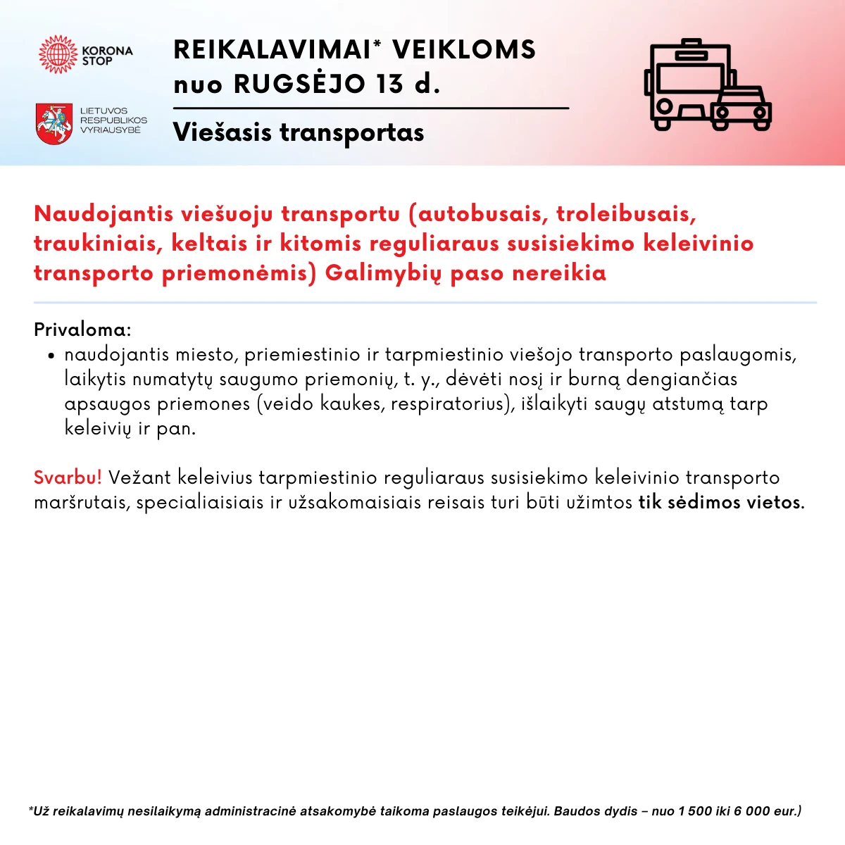 Kaip bus vykdomos veiklos ir teikiamos paslaugos nuo rugsėjo 13 d.