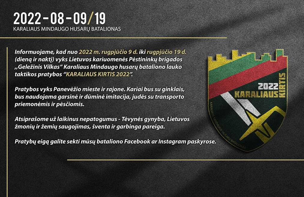 Karaliaus KIRTIS ispejamasis copy Antradienį prasidės lauko taktikos pratybos „Karaliaus kirtis 2022”
