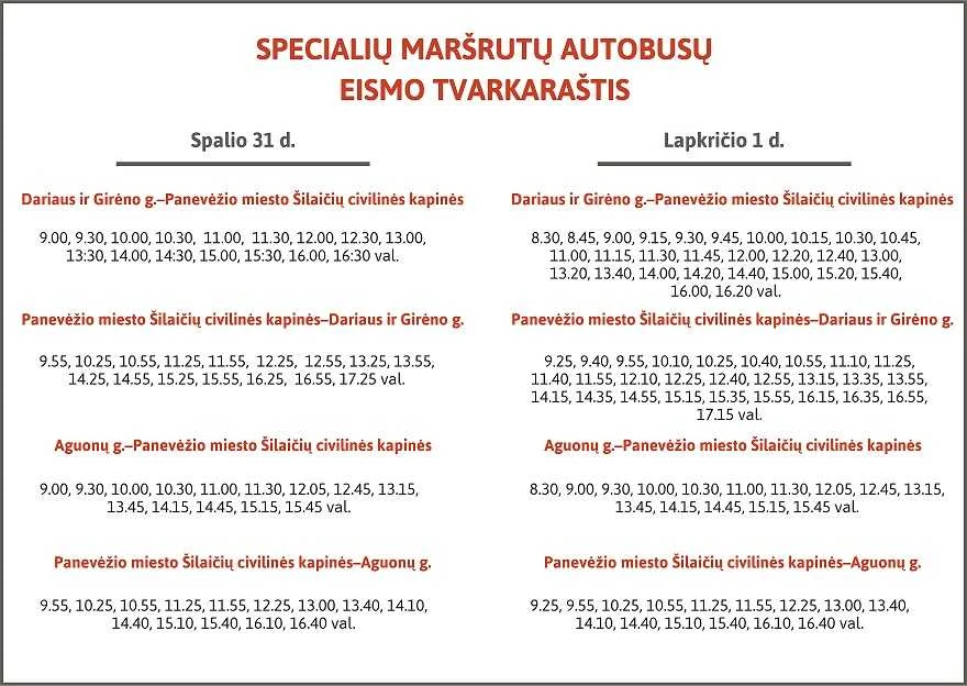 1025 autobusai spec Spalio 31 ir lapkričio 1 d. į Šilaičių civilines kapines nemokamas viešasis transportas