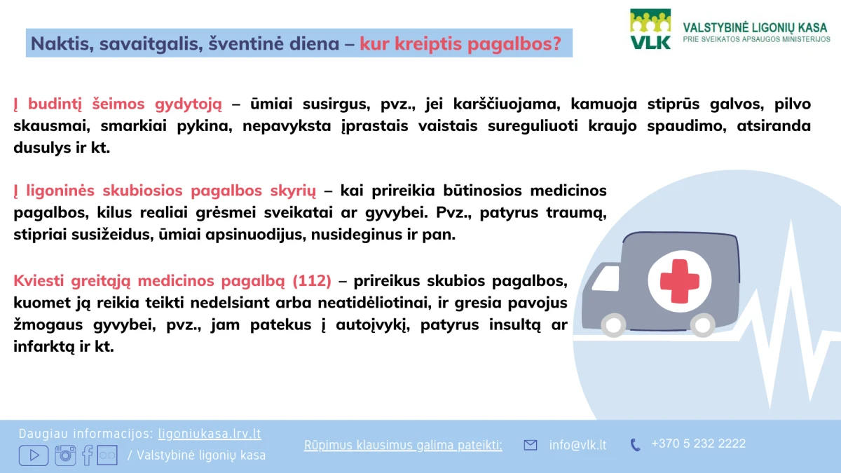 Aktualu: kur kreiptis pagalbos šventinėmis dienomis?