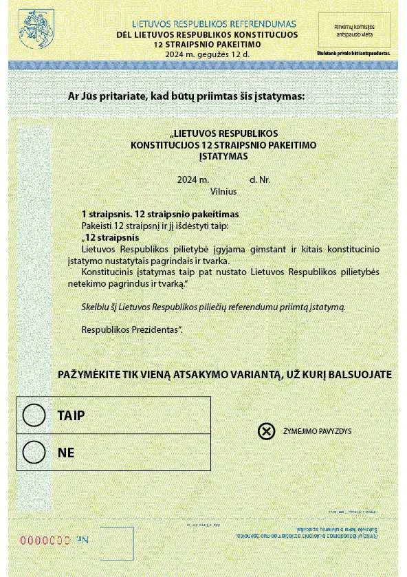 Referendumas dėl pilietybės išsaugojimo: kaip atrodys balsavimo biuletenis?