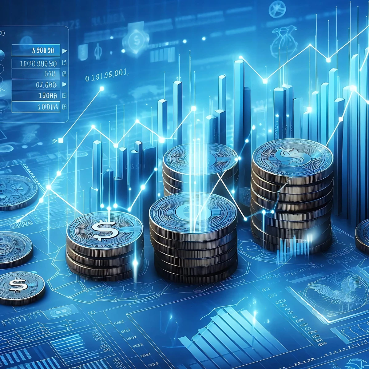 blue money business graph finance chart diagram on economy 3d co