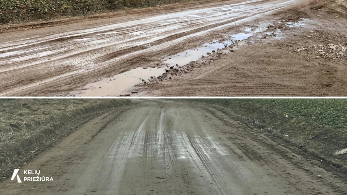 Įvedami laikini krovininio transporto eismo ribojimai žvyrkeliuose