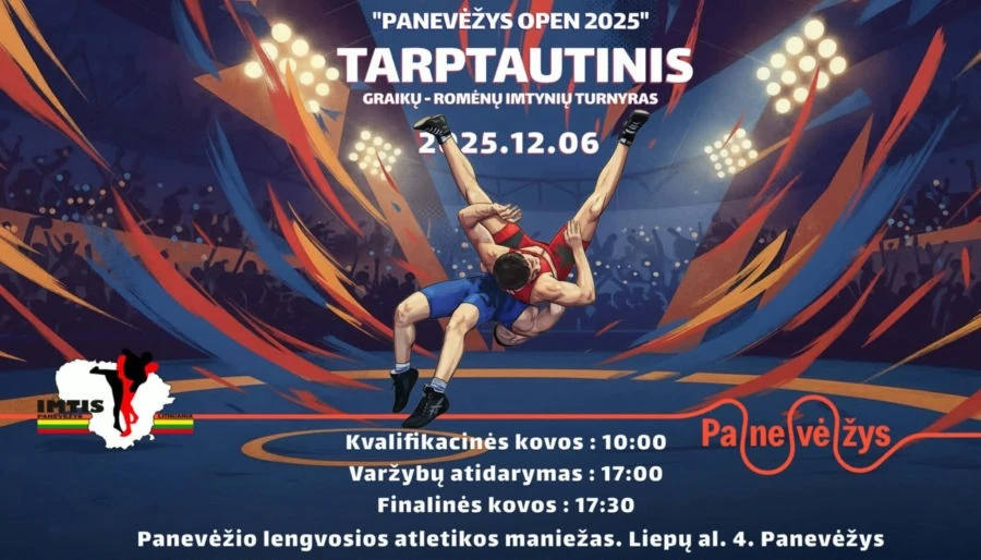 Šeštadienį Panevėžyje – imtynių turnyras „Panevėžys Open 2025“